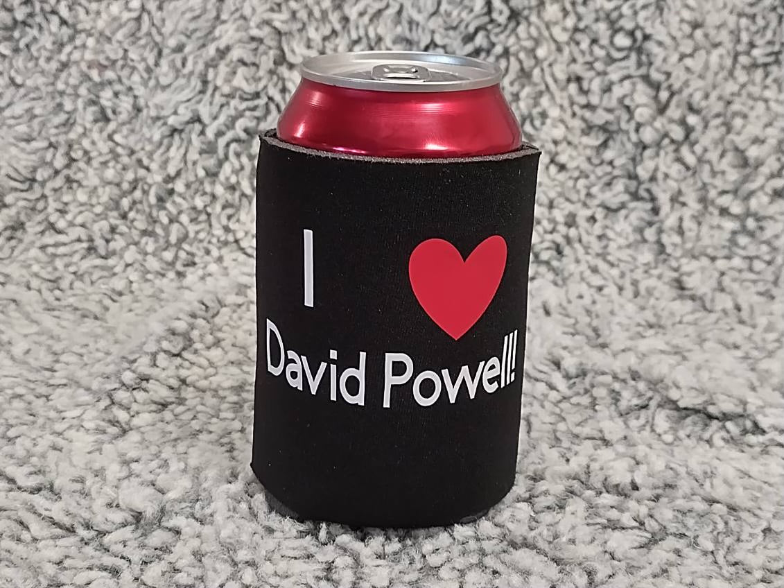 I heart David Powell koozie